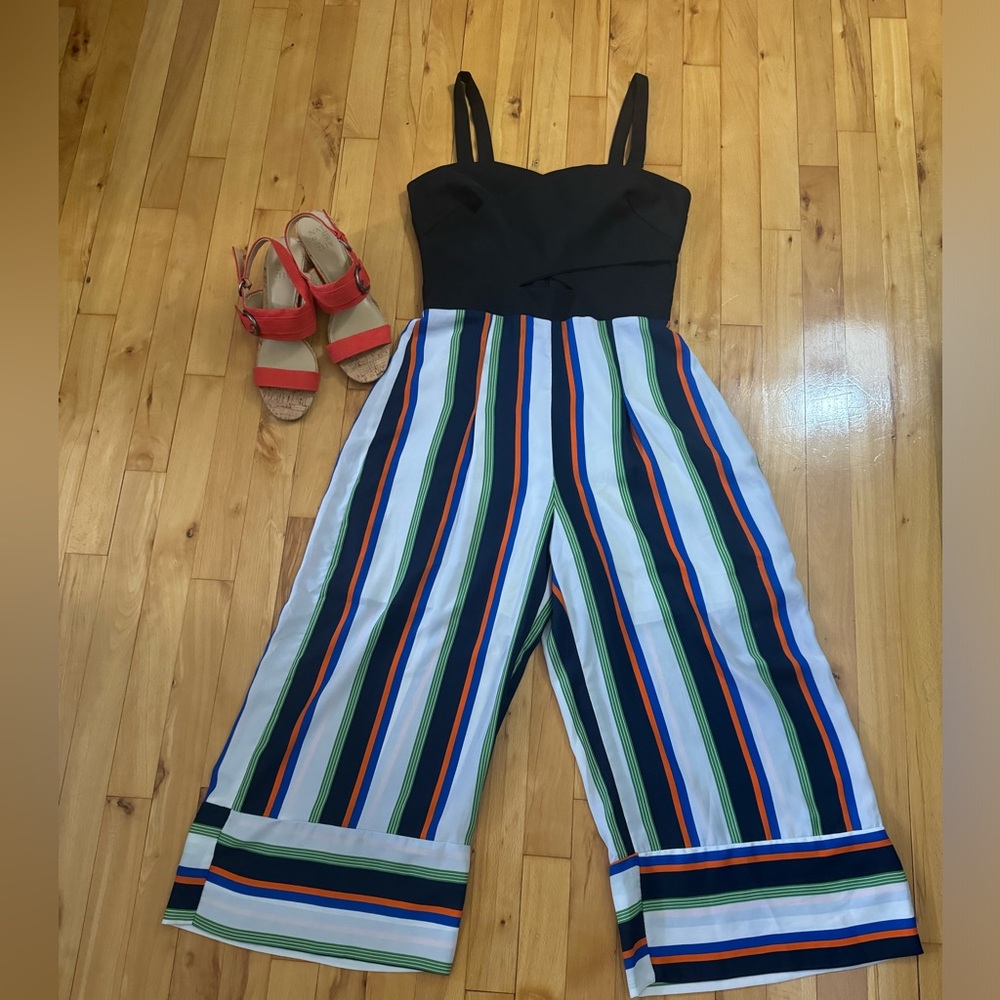 Hot Pink Black Jumpsuit with Striped Pant